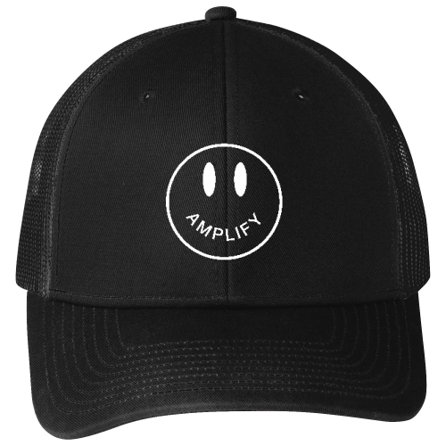 AY Embroidered Smiley Trucker Hat