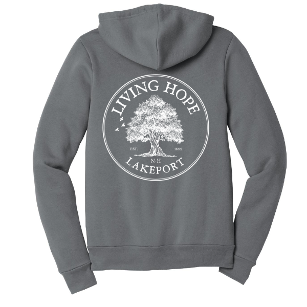 Living Hope Lakeport Unisex Fleece Full-Zip Hoodie Storm Back Round Logo Design