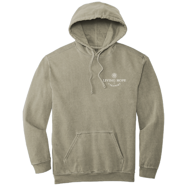 Living Hope Lakeport NH Lightweight Fleece Hooded Sweatshirt Grey Front