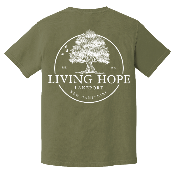 Living Hope Lakeport NH Heavyweight Tee Khaki Back