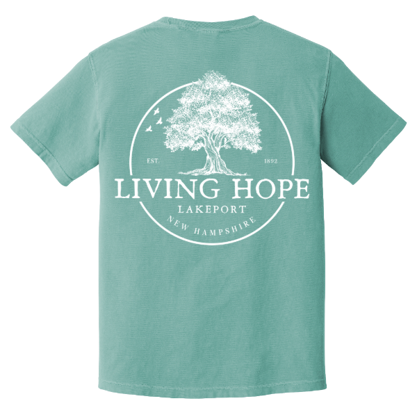 Living Hope Lakeport NH Heavyweight Tee Seafoam Back