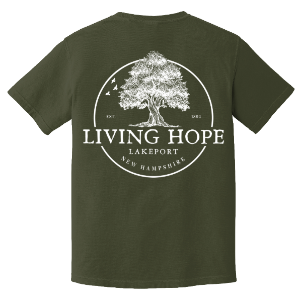 Living Hope Lakeport NH Heavyweight Tee Moss Back