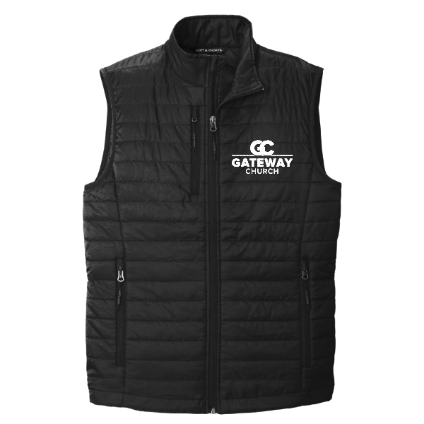 White Embroidered Logo - Port Authority Packable Puffy Vest