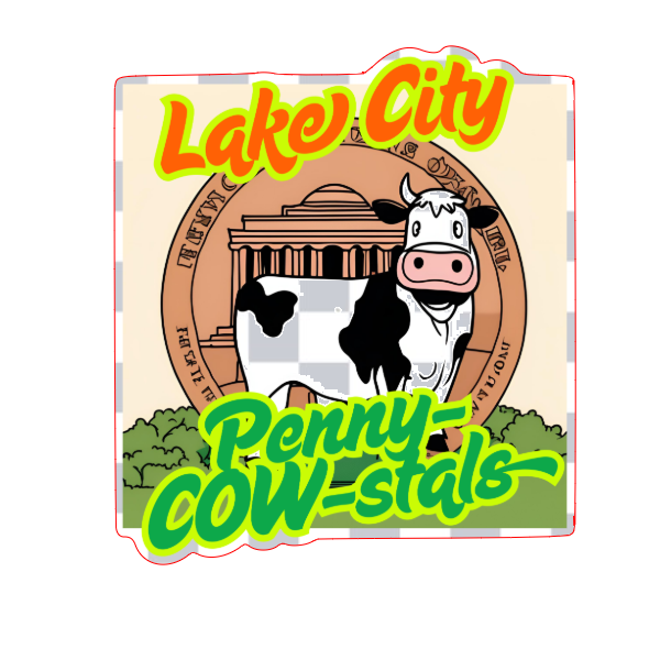 Lake City Penny-COW-stals - Transparent Diecut Sticker