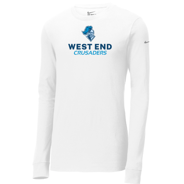 White Nike Dri-FIT Cotton/Poly Long Sleeve Tee
