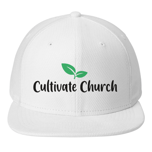 Cultivate Church Flat Bill Snapback Cap – White