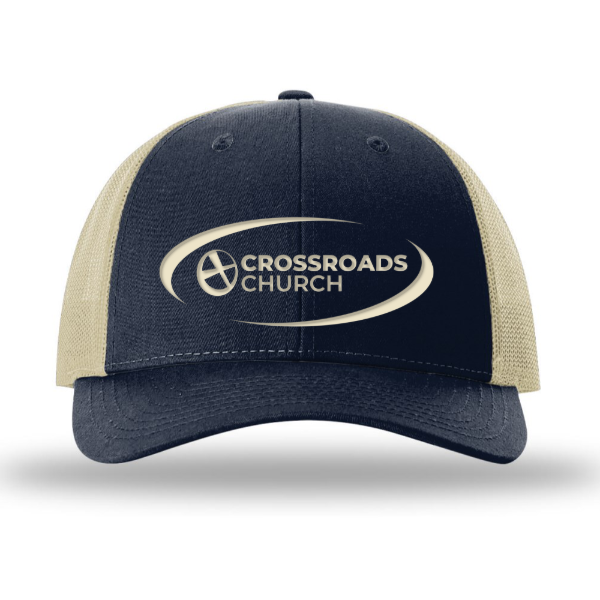 Crossroads Off White Embroidered Trucker Cap