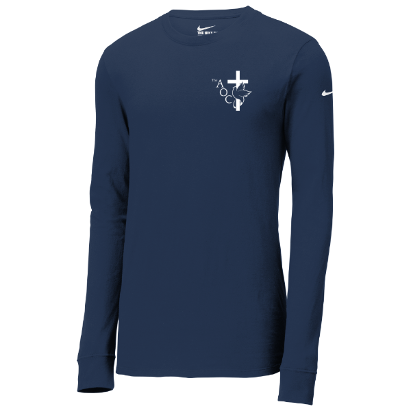 Small Front Logo/Large Back Logo Nike Dri-FIT Cotton/Poly Long Sleeve Tee