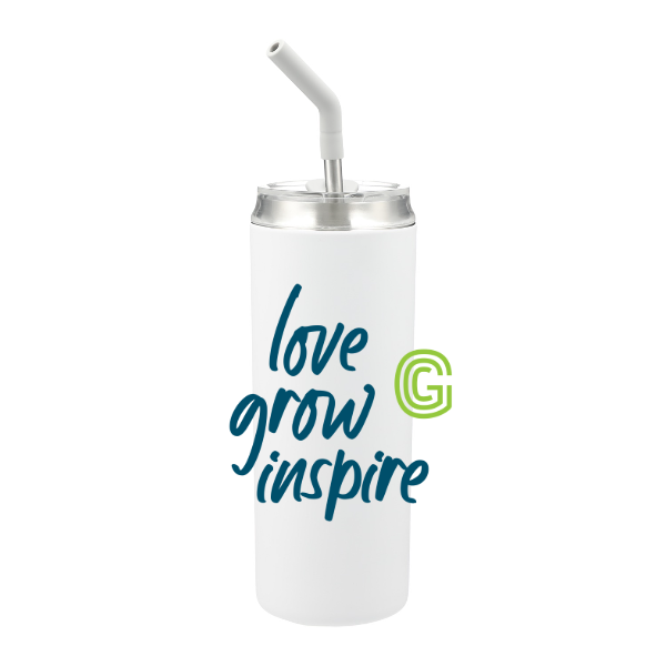 Love Grow Inspire Tumbler w/Straw - 20oz