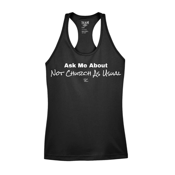 "Ask Me" Ladies Performance Racerback Tank