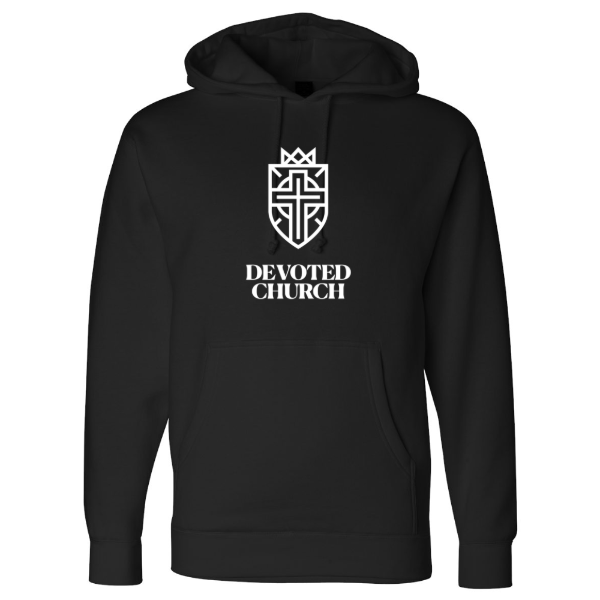Devoted Church Black Hoodie - Heavyweight Hooded Sweatshirt