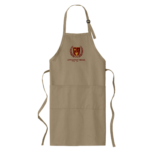 City Baptist School Long Bib Apron with Stain Release