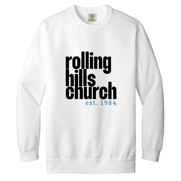 Logo + "Jesus Loves You" on Sleeve Comfort Colors Lightweight Fleece Crewneck Sweatshirt