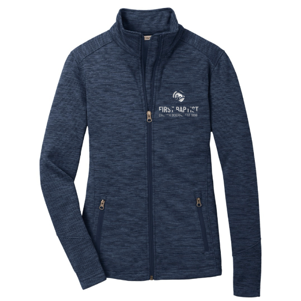 Women’s Digi Stripe Fleece Jacket – Navy