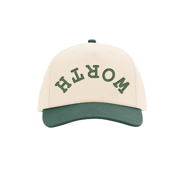Green Flipped Worth Hat with logo on side