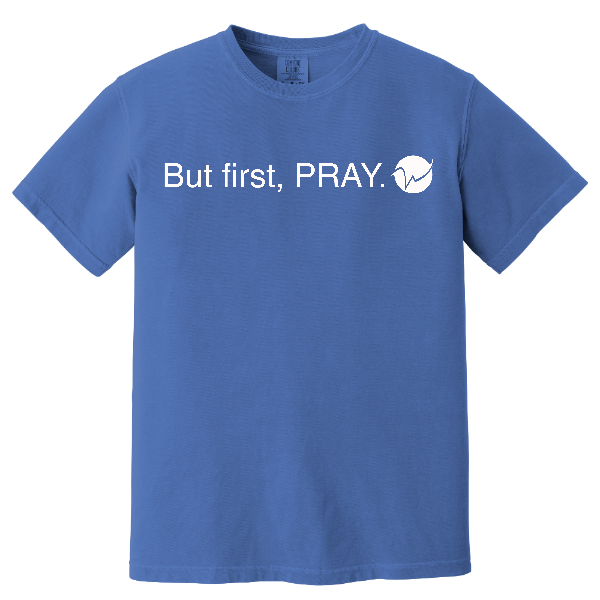 Comfort Colors Heavyweight Ring Spun Tee with But first, PRAY and "W" Logo