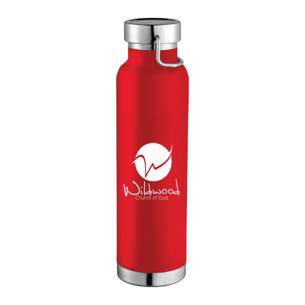 Copper Vacuum Insulated Bottle 22oz With Wildwood Logo In White