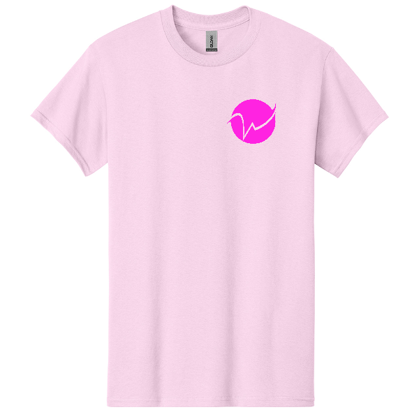 Ladies Heavy Cotton T-Shirt With Pink "W"-Logo (Chest)