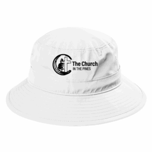 White Bucket Hat Full Black Logo