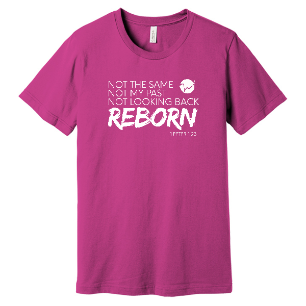 Bella Canvas Unisex Jersey Short Sleeve Tee with "Reborn Logo" in White