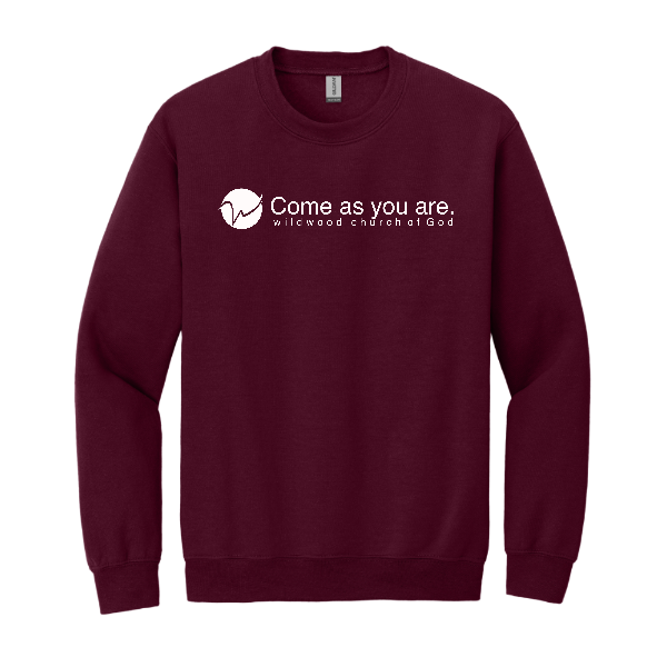 Gildan Heavy Blend Crewneck Sweatshirt Come as you are with "W" Logo in White